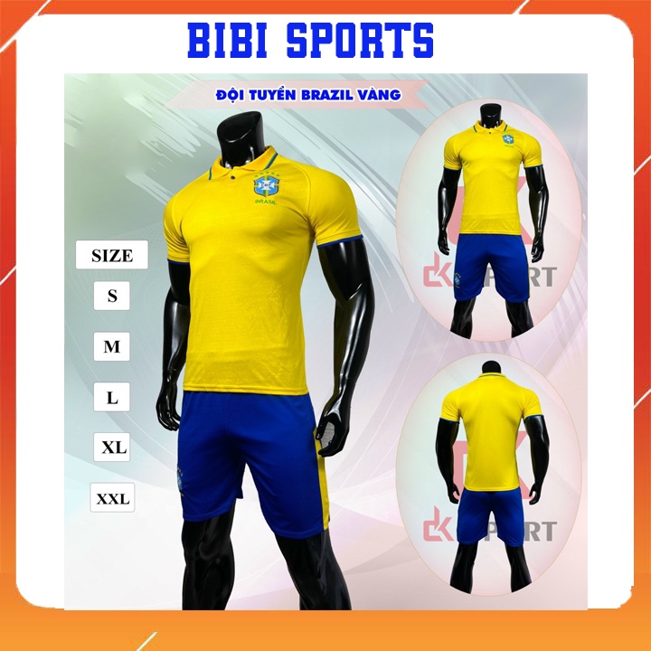 Áo đá banh in tên bộ quần áo đá bóng nam câu lạc bộ CLB đội tuyển Brazil BIBI SPORT đồ thể thao nam nữ trẻ em với