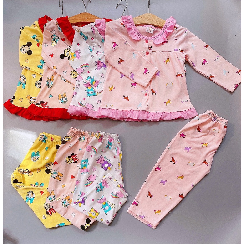 Bộ tay dài thun cotton mềm mát dành cho bé gái từ 12kg đến 32kg