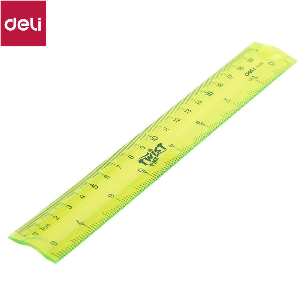 Thước kẻ nhựa dẻo EcoPVC 20cm Deli - Màu ngẫu nhiên - 2 chiếc - E6208 [Deli]