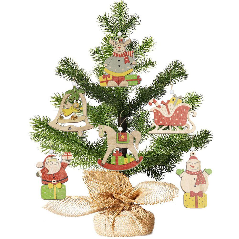 ZAIJIE24 Set 100 Phụ Kiện Trang Trí Cây Thông Giáng Sinh Năm Mới Bằng Gỗ