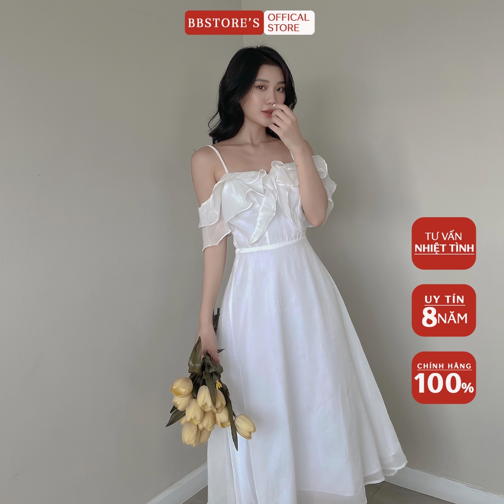 BBSTORE'S Đầm Xòe Hai Dây Trễ Vai Dự Tiệc Sang Trọng - D1138