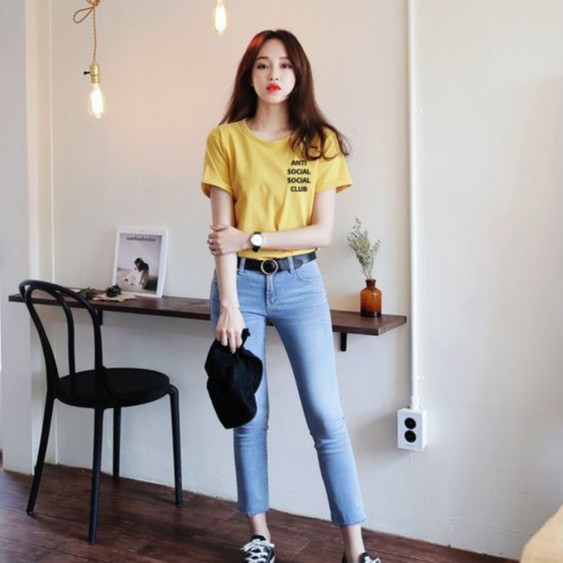 Áo Thun Nữ Tay Ngắn In Logo Chữ Anti Social Social Club DLX
