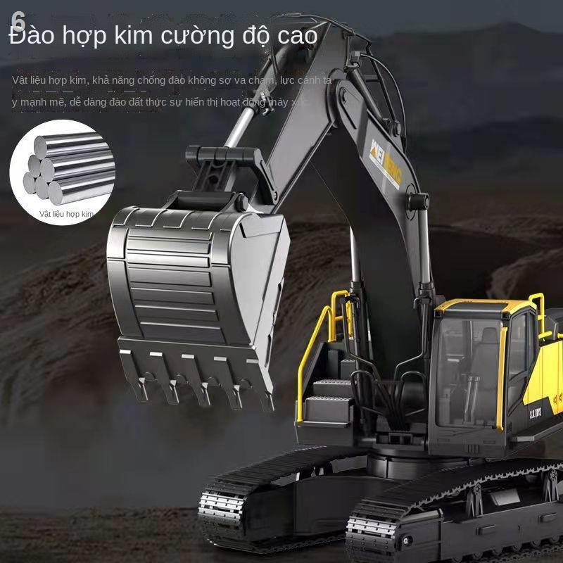 （Đua xe）Máy xúc điều khiển từ xa ô tô đồ chơi trẻ em mô phỏng lớn điện hình cậu bé hợp kim xe