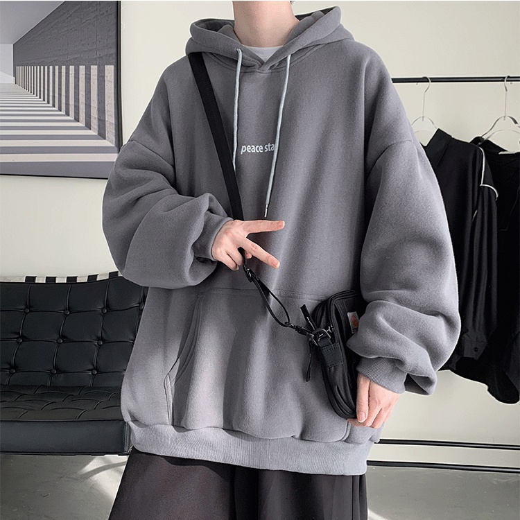 Áo Hoodie Dài Tay Dáng Rộng In Hình Giản Dị Thời Trang Dành Cho Nam