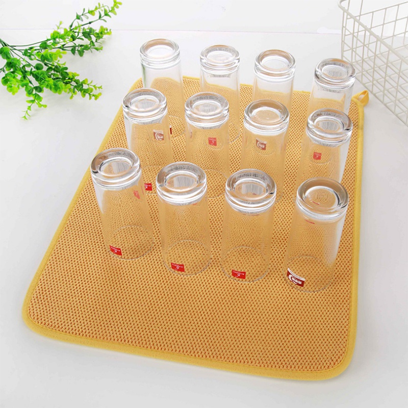 Thảm Lót Làm Khô Chén Dĩa Bằng Sợi Micro Thấm Hút Nước Nhanh Tiện Dụng