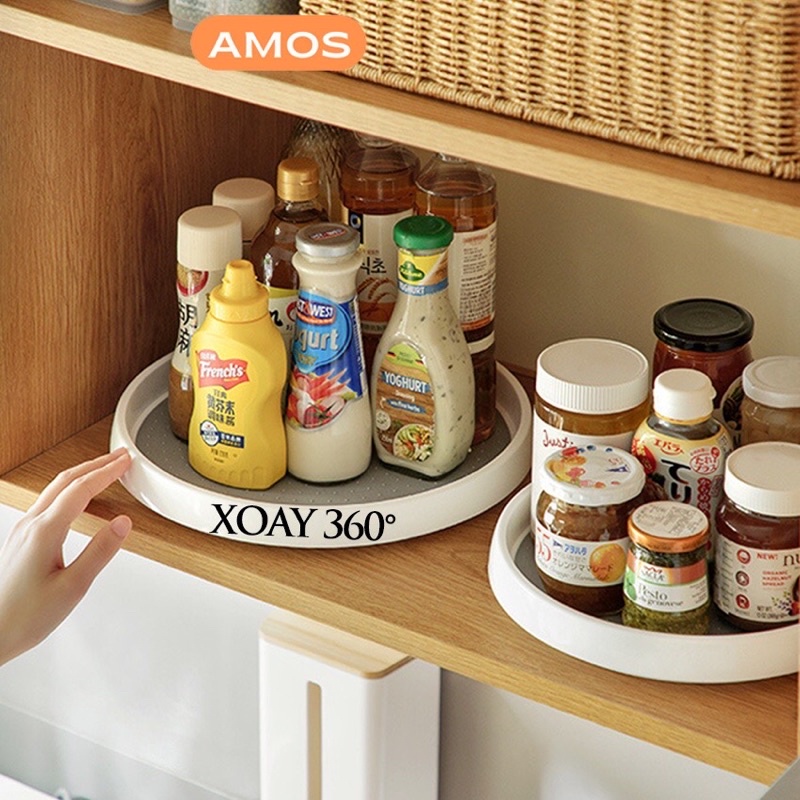 Kệ Đựng Gia Vị 1 -2 Tầng Xoay 360 Độ Tiện Dụng Cho Nhà Bếp
