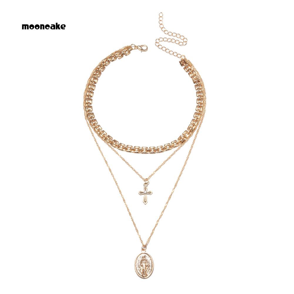 Vòng cổ choker nhiều lớp mặt thánh giá chúa Jesus thời trang
