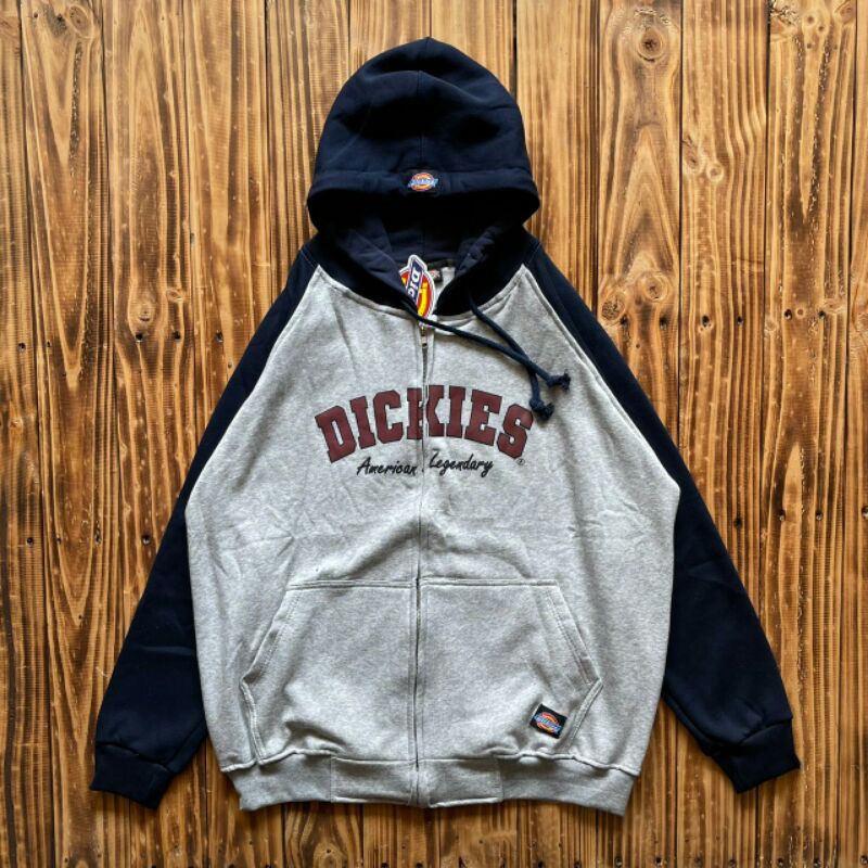 Áo Khoác Hoodie Phối Khóa Kéo In Chữ Dickies Kiểu Mỹ Cá Tính