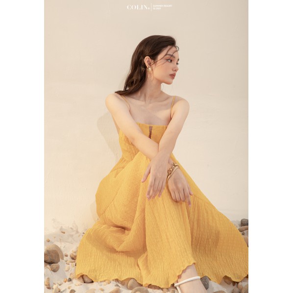 Đầm maxi ,  Đầm 2 dây , Váy hở lưng Cao Cấp váy đi biển thiết kế đỏ vàng trắng xanh xốp nhún 2 lớp dáng xòe - MiNhi | BigBuy360 - bigbuy360.vn