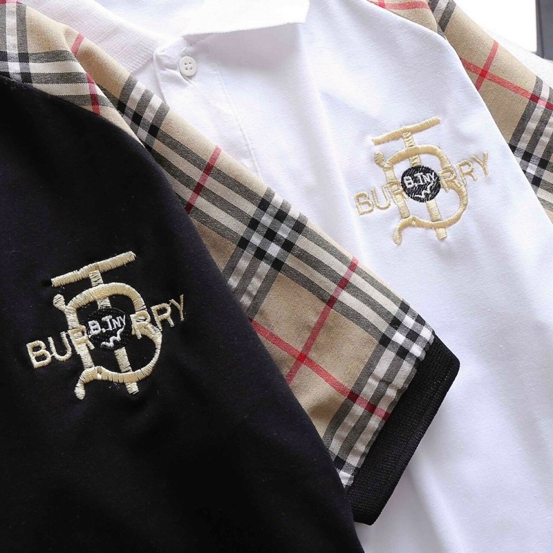 Áo Polo nam thêu BR tay giáp lăng chất liệu cotton cao cấp thiết kế quý phái sang trọng