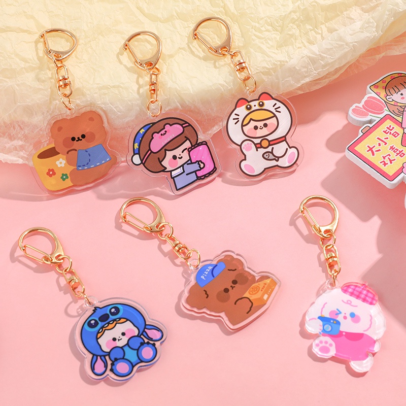 Móc Chìa Khóa Bằng Acrylic Họa Tiết Hoạt Hình Dễ Thương