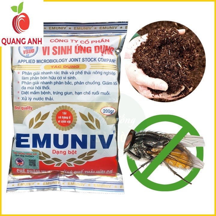 [FreeShip] Combo 3 Gói Chế Phẩm Vi Sinh Xử Lý Phế Thải Hữu Cơ EMUNIV - Gói 200gr