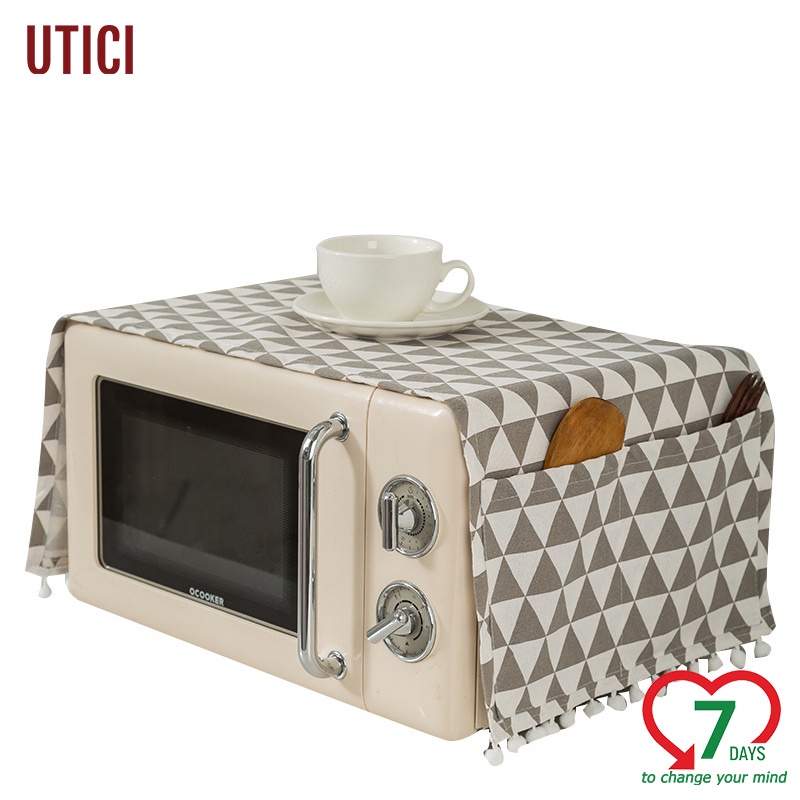 UTICI tấm phủ tủ lạnh kiểu hình học vải Poly chống bụi phủ hợp cho máy giặt lò vi sóng có túi trên hai bên CoveringCloth