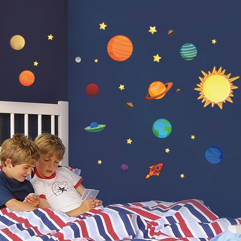 Sticker Dán Tường Chống Thấm Nước Kích Thước 30x90cm Họa Tiết Hình Các Hành Tinh Dùng Trang Trí Phòng Cho Trẻ Nhỏ