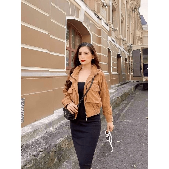 Áo Khoác Bomber Nhung Tăm Nữ Form Lửng HOT KSB [ CAM KẾT CHUẨN ĐẸP HÌNH THẬT 100% ]