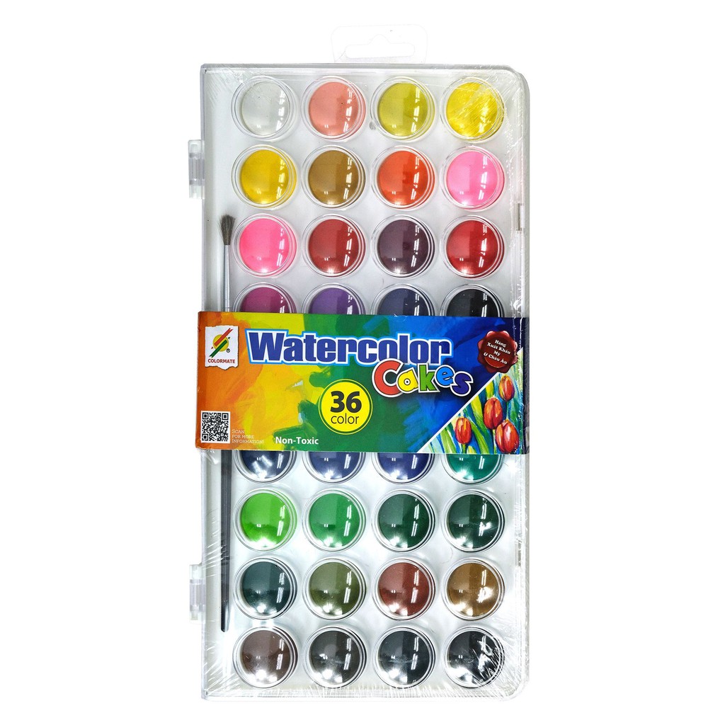 HỘP 36 BÁNH MÀU NƯỚC, Màu nước nén
