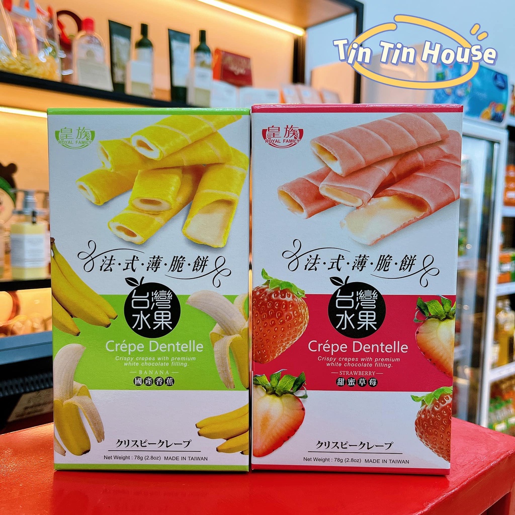 {NHẬP KHẨU CHÍNH HÃNG}Bánh Crepe Kem Dâu-Chuối Royal Family 78g