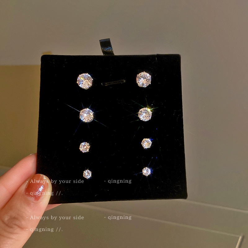 DREJEW Khuyên tai nhỏ dạng kẹp đính đá zircon không xỏ lỗ phong cách thời trang cá tính cho nữ