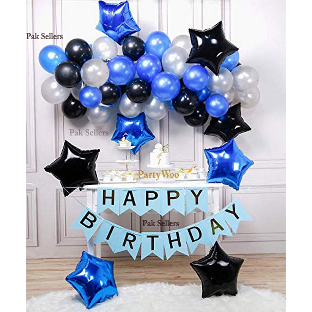 Set bóng trang trí sinh nhật màu xanh navy dành cho các chàng trai