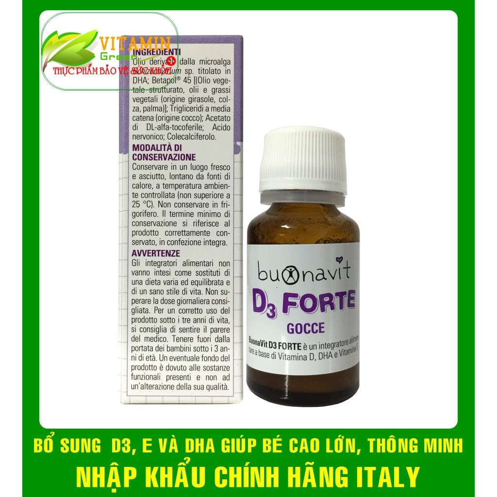 BUONAVIT D3 FORTE BỔ SUNG VITAMIN D3 VÀ DHA CHO BÉ GIÚP BÉ CAO LỚN THÔNG MINH | NHẬP KHẨU CHÍNH HÃNG ITALY