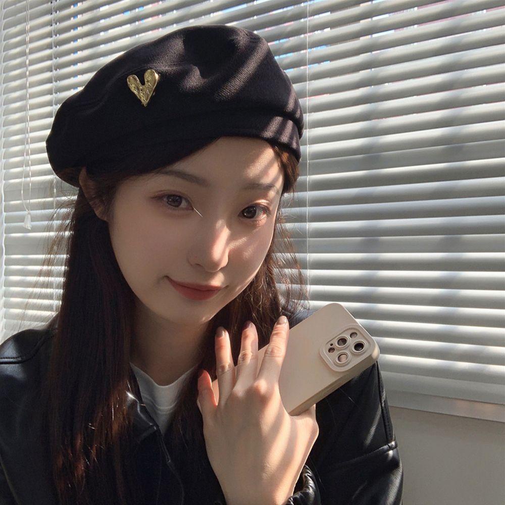 Mũ Nồi Bằng Polyester Màu Trơn In Hình Trái Tim Thoải Mái Thời Trang Cho Nữ