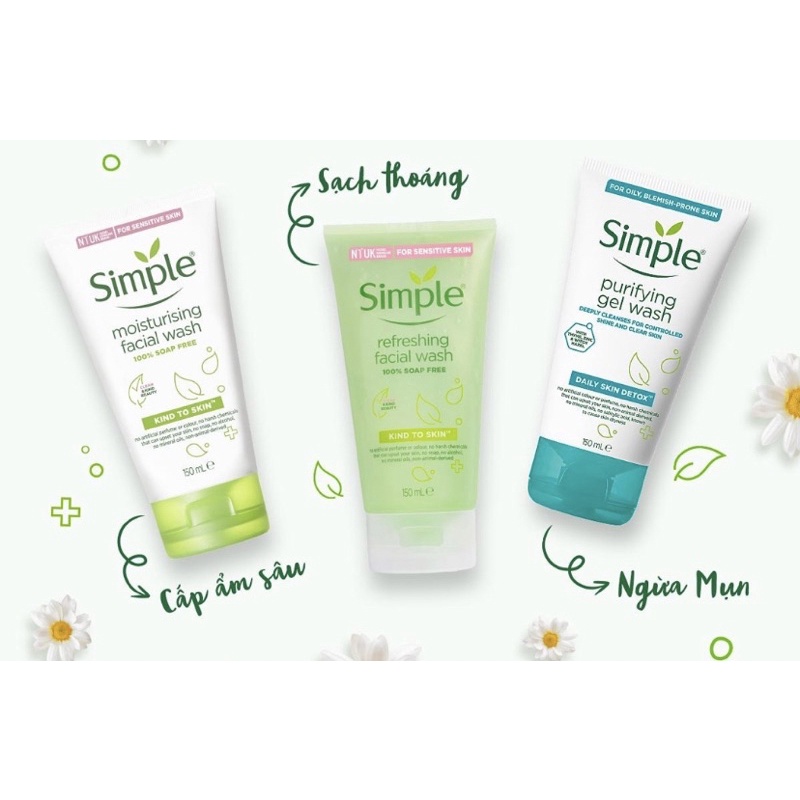 Gel Rửa Mặt Simple Kind To Skin Refreshing Facial Wash Gel