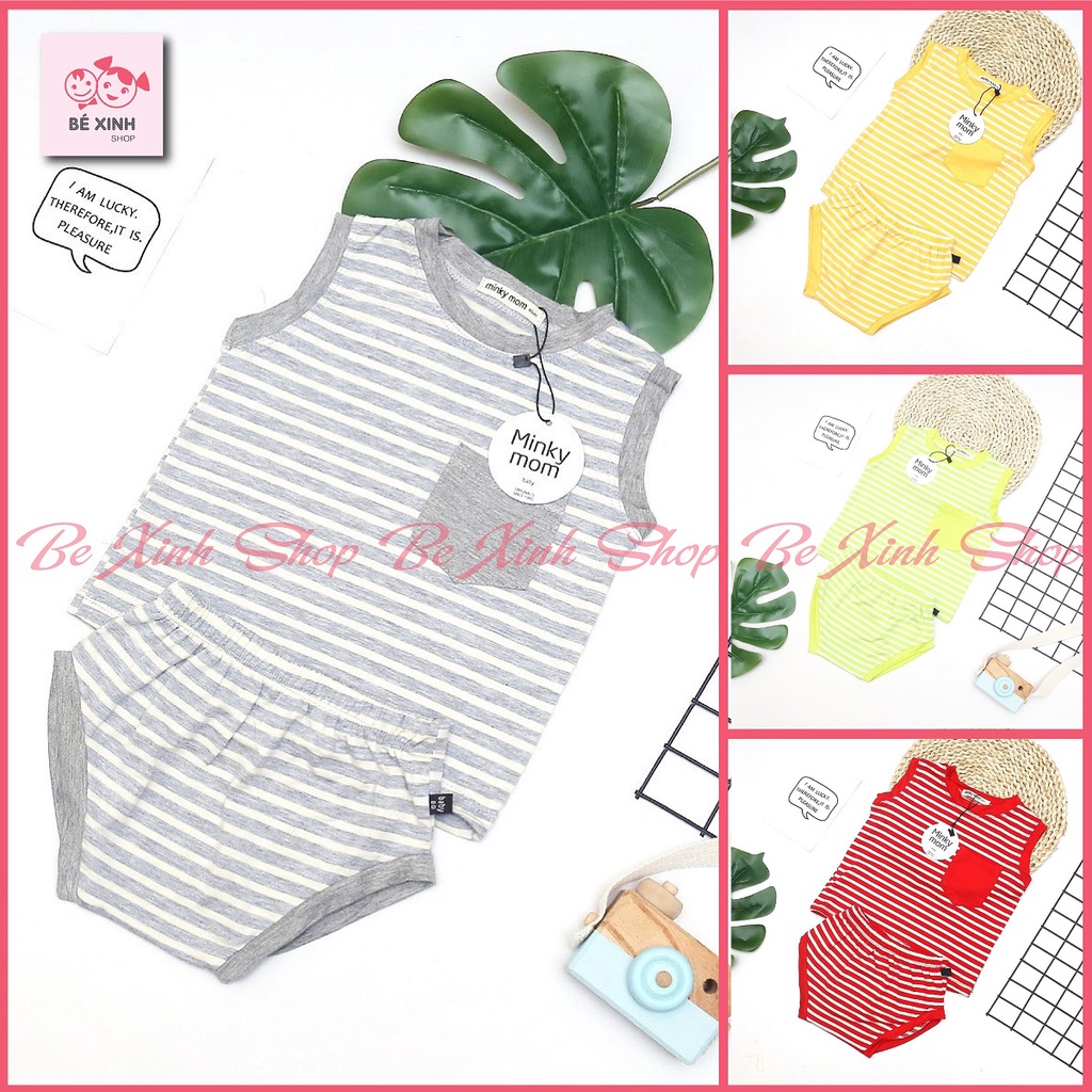Bộ ba lỗ sát nách thun lạnh cho bé Minky Mom  Bộ hè Minky Mom BA 3 LỖ KẺ SỌC cho bé trai gái trẻ em thun lạnh