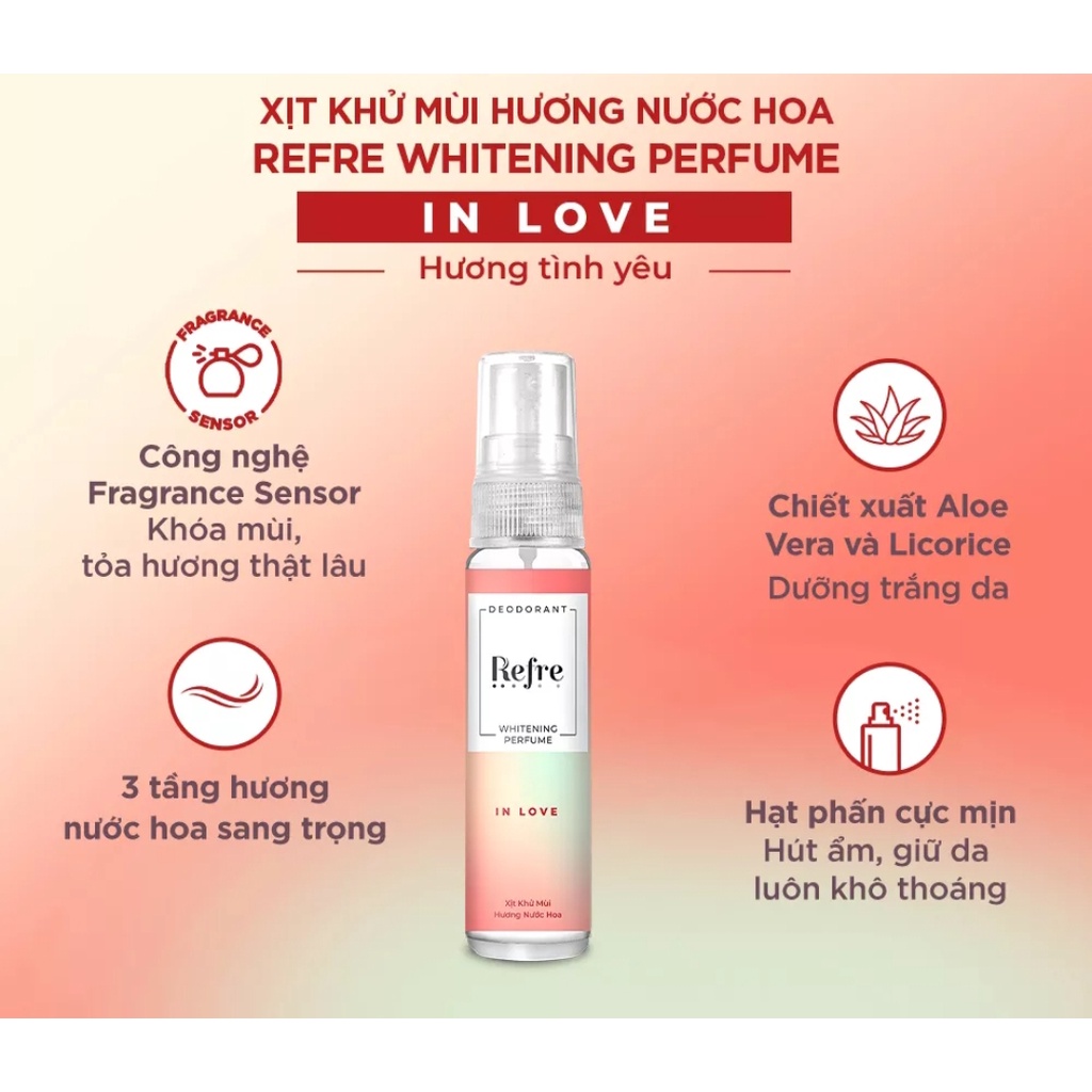 Xịt khử mùi Refre dưỡng trắng hương nước hoa Refre 30ml