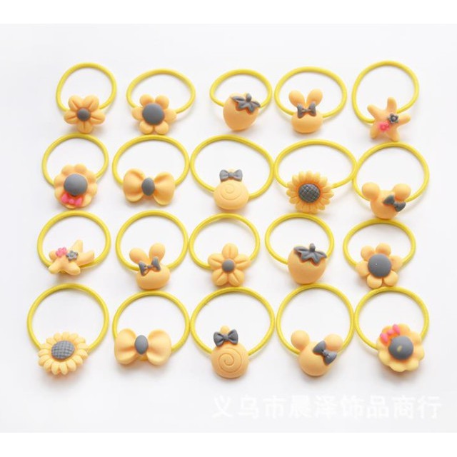 Set 20 Dây Cột Tóc Cho Bé Gái Nhiều Hình Khác Nhau Đủ Màu Sắc - Không Hộp ( KHÔNG LÀM ĐAU TÓC BÉ ) - Buộc Tóc