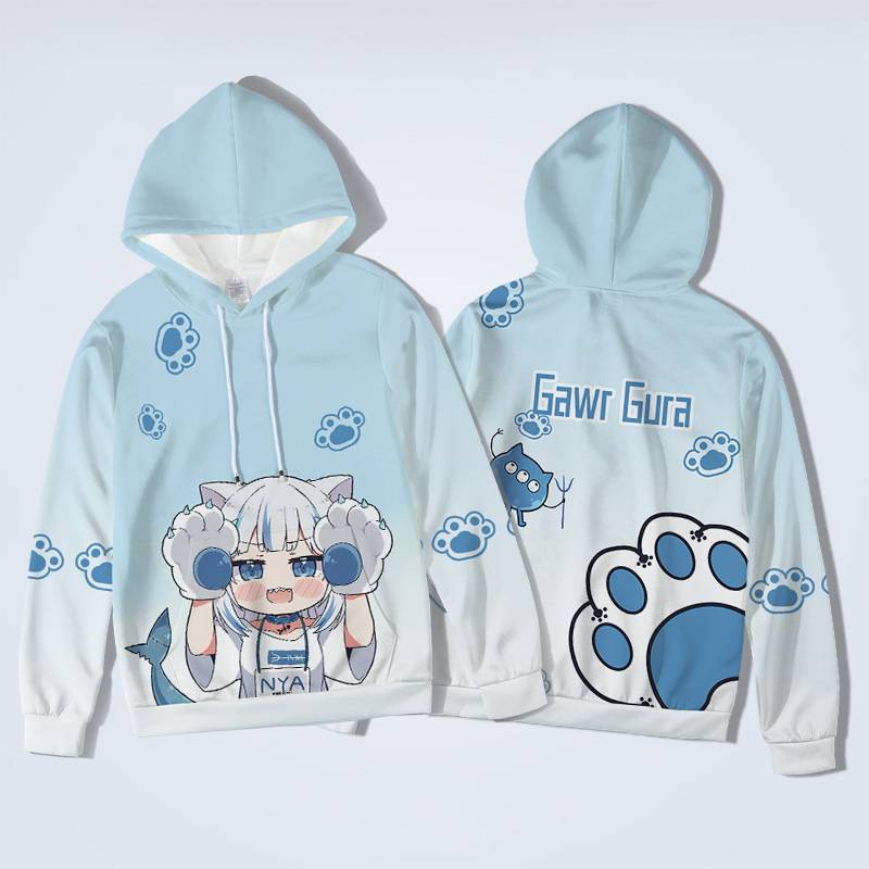 Áo Hoodie Dài Tay Họa Tiết Anime Ellen Hololive Gawr Gura Cho Nam Nữ