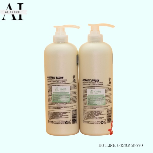 Cặp Dầu Gội Xả Bưởi Clalisk 1000ML  Giảm Rụng Tóc, Phục Hồi Tóc Hư Tổn, Khô Xơ. AI STORE
