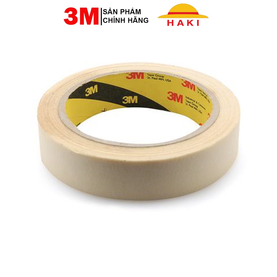 Băng keo giấy 3M, băng dính giấy 3M, băng keo che sơn Masking Tape 2600 (15;20;24;48mm)x30 yards (đvt: 1 cuộn keo)