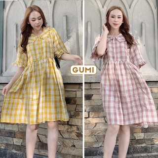 Đầm babydoll caro dáng xòe tay bồng cổ vuông - Váy caro babydoll LENA xinh đẹp trẻ trung GM2077
