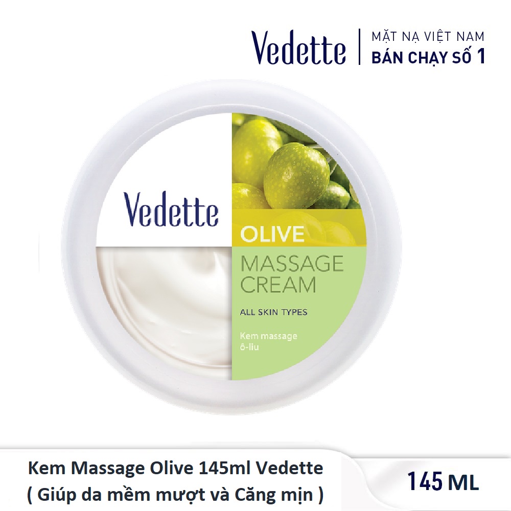 Kem Massage Olive 145ml Vedette  - Giúp da mềm mượt và Căng mịn