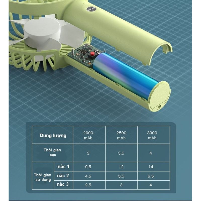 Quạt mini cầm tay Yoobao F3S quạt tích điện mini cầm tay có đế sạc