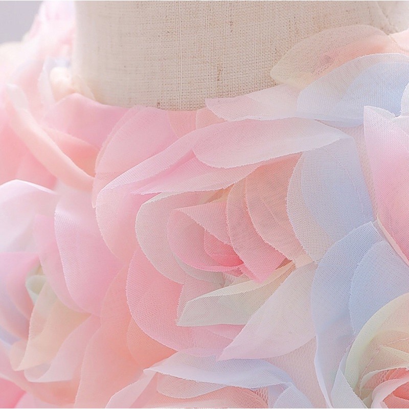 Đầm Công Chúa Cao Cấp TiNa’s House: Kiểu Sát Nách, Phối Hoa vs Chân Váy Nhiều Tầng Họa Tiết Cầu Vồng Cho Bé Từ 0-05Tuổi.