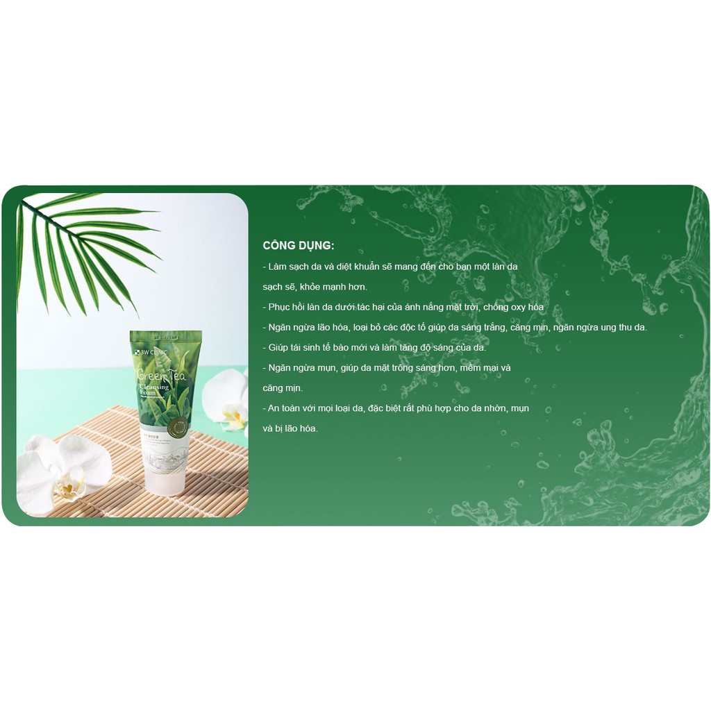 Sữa rửa mặt Trà xanh Green Tea Foam Cleansing 3W Clinic 100ml