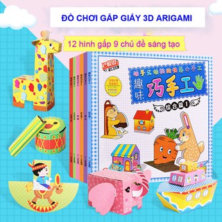 Bộ gấp giấy arigami 3D bìa cứng có màu phong cách nhật bản