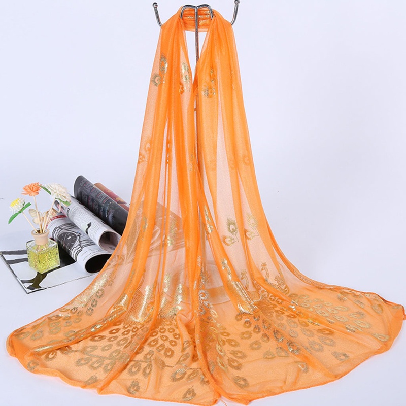 Khăn Choàng Cổ Dài Mềm Mại Thêu Họa Tiết Hoa Và Chim Công Nhiều Màu Dành Cho Nữ