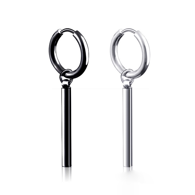 1 chiếc - Khuyên tai thẳng màu đen