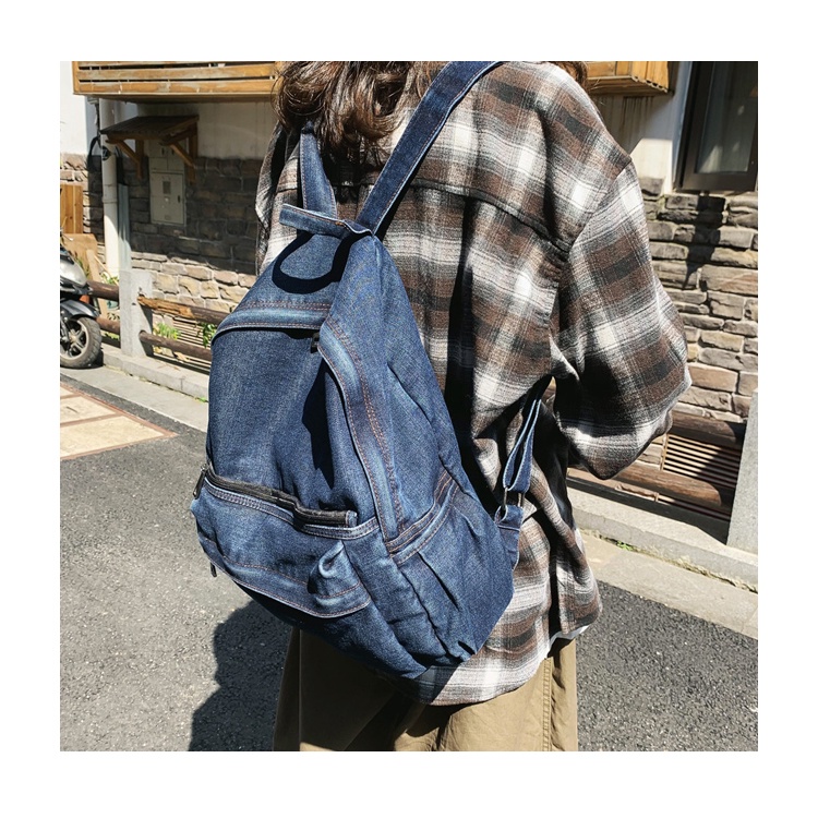 Balo denim/ balo vải bò hàng loại 1 dày dặn kiểu dánng basic rọng rãi phong cách retro phù hợp cho nam và nữ