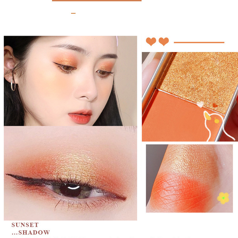 [Hàng mới về] Bảng phấn mắt kết hợp 2 màu mờ và ánh nhũ trang điểm lâu trôi cho nữ