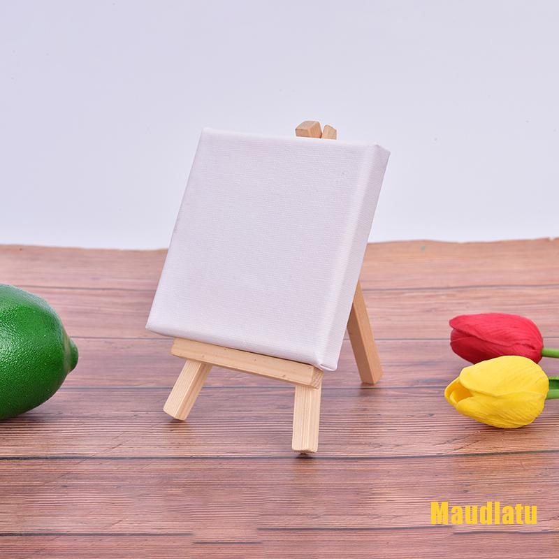 Khung vẽ tranh canvas kèm giá đỡ bằng gỗ mini 10x10cm vui nhộn dành cho bé (có bán lẻ)