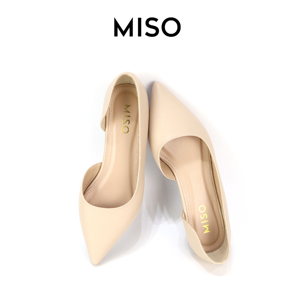Giày bupbe nữ đế bệt mũi nhọn khoét eo êm chân màu pastel nhẹ nhàng MISO M042