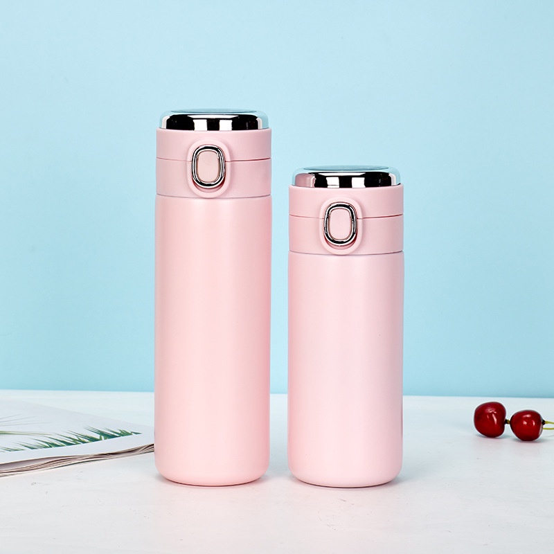 Bình nước giữ nhiệt Decal bình đựng nước 12h inox 304 nắp bật tiện lợi 420ml tặng sticker, bộ rửa bình Bảo hành 6 tháng