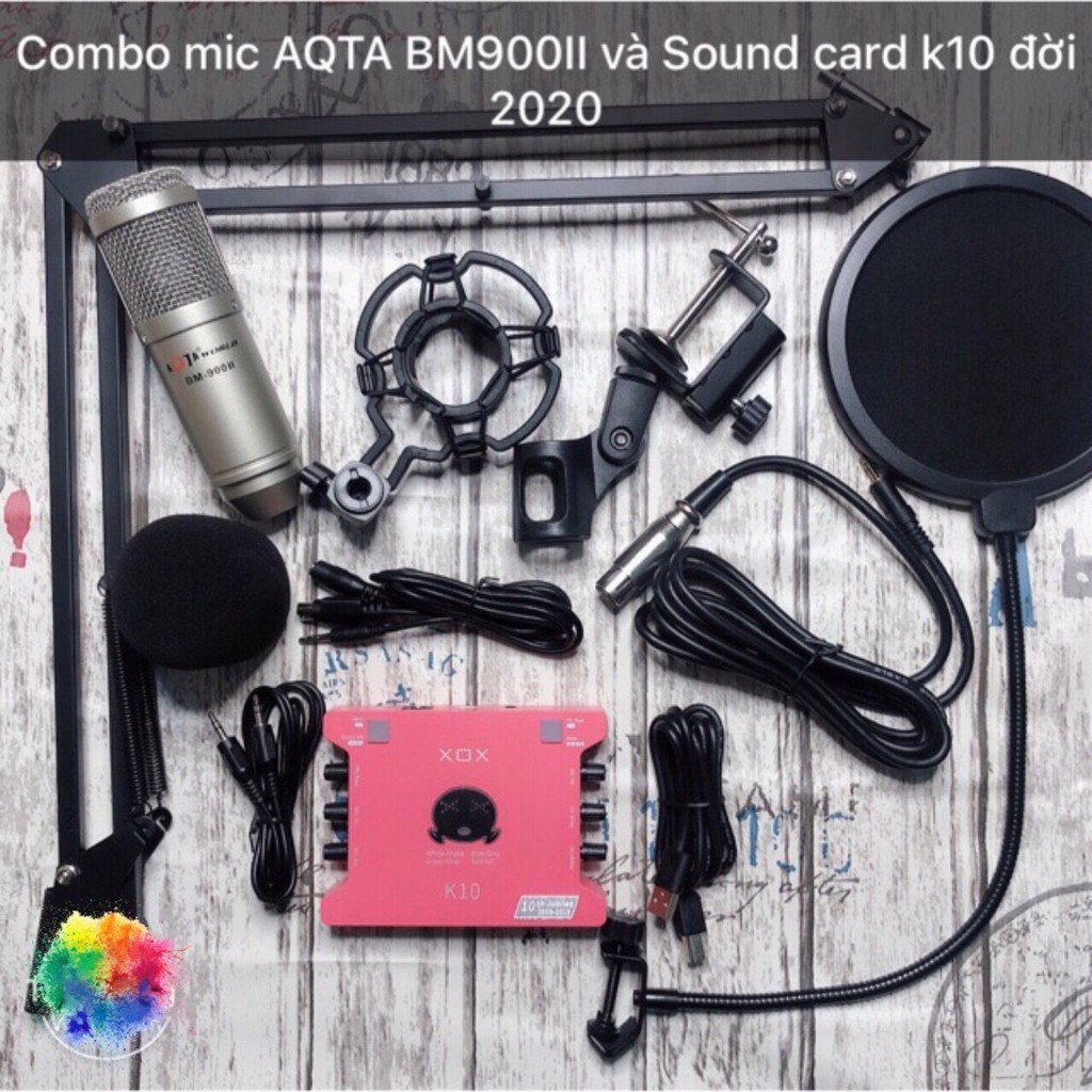 Bộ mic thu âm AQTA BM900 II với Sound card k10 dòng 2020 chân màng  ♥️♥