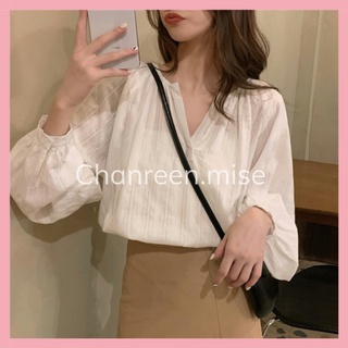 Áo babydoll cổ V tay bồng Quảng Châu CHANREEN [FREESHIP]