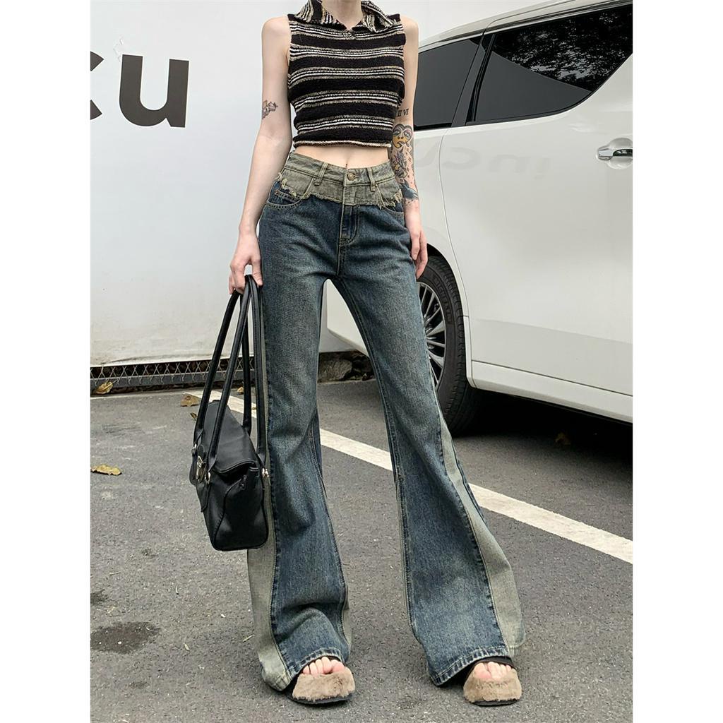 qkoole  Quần Jeans Lưng Cao Form Ôm Phong Cách Retro