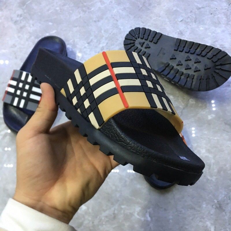 [box hộp+ bảo hành] Dép nam quai ngang BBR đế cao 3cm tôn dáng - Dép nam BBR kẻ ô vuông cực đỉnh