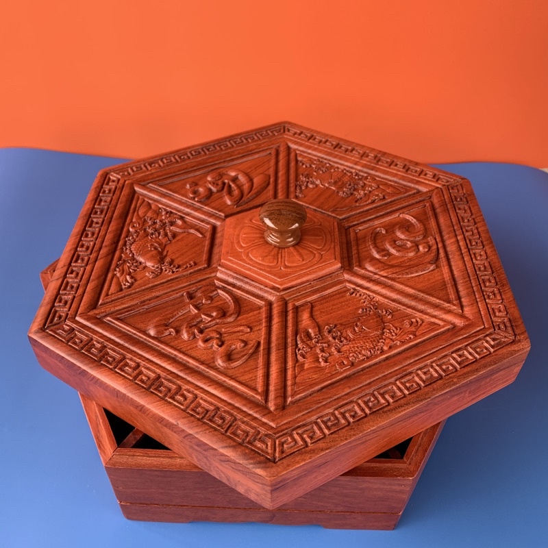 Hộp Mứt Tết Gỗ Hương Lào Cao Cấp Kích Thước 31x27x12cm